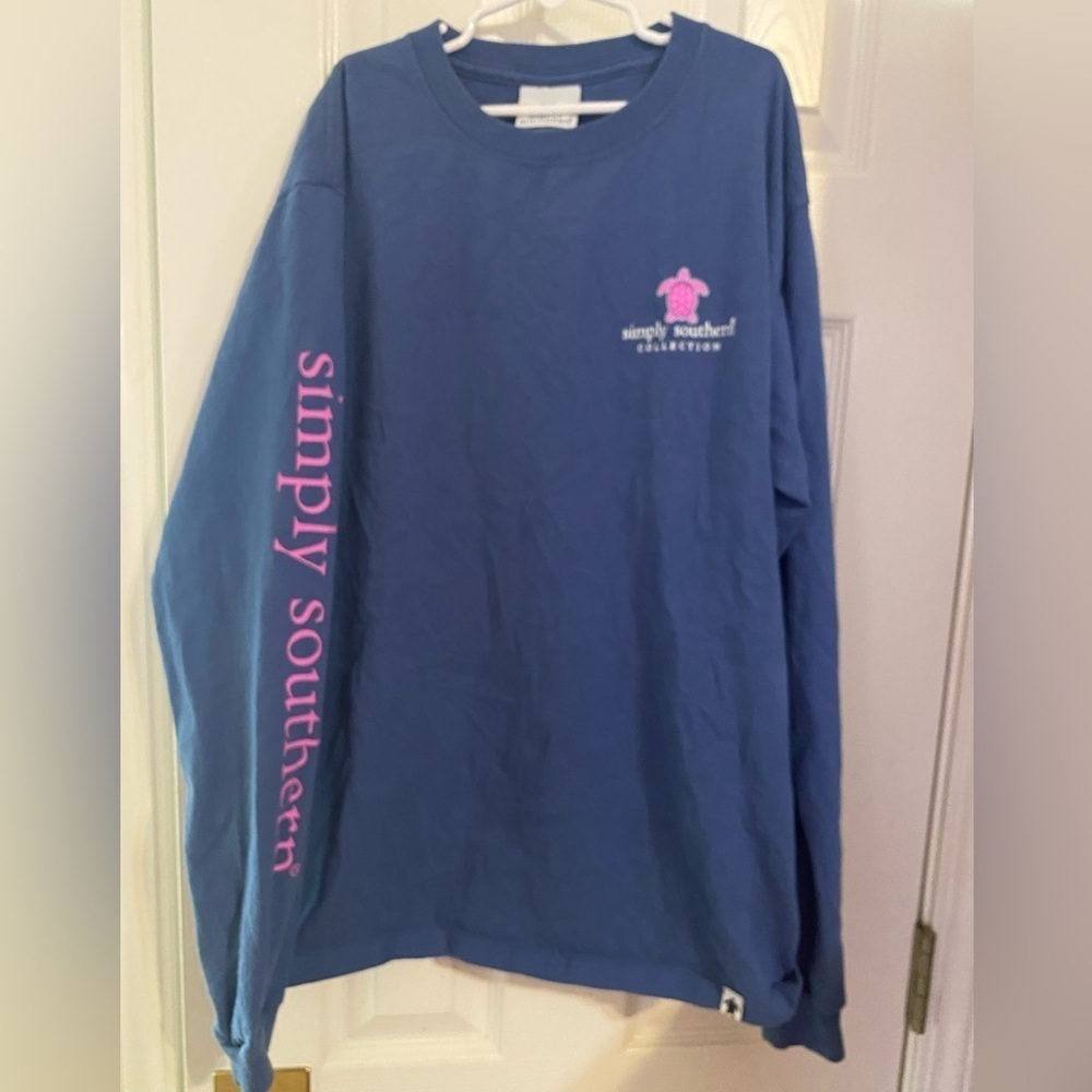Simply Southern Blue Long Sleeve Tee Shirt -Turtle Classy Preppy Crew
